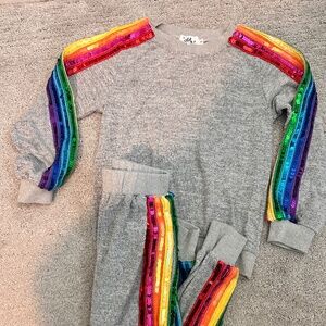 Lola and the Boys SEQUIN RAINBOW TRACKSUIT SET